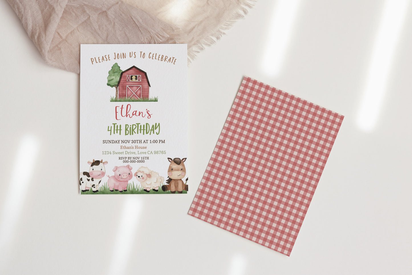 Farm Birthday Invitation Boy | Editable Barnyard Party Invite - 11A