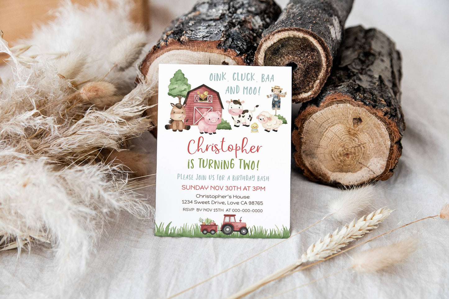 Barnyard Bash Party Invitation | Editable Farm Birthday Invite - 11A