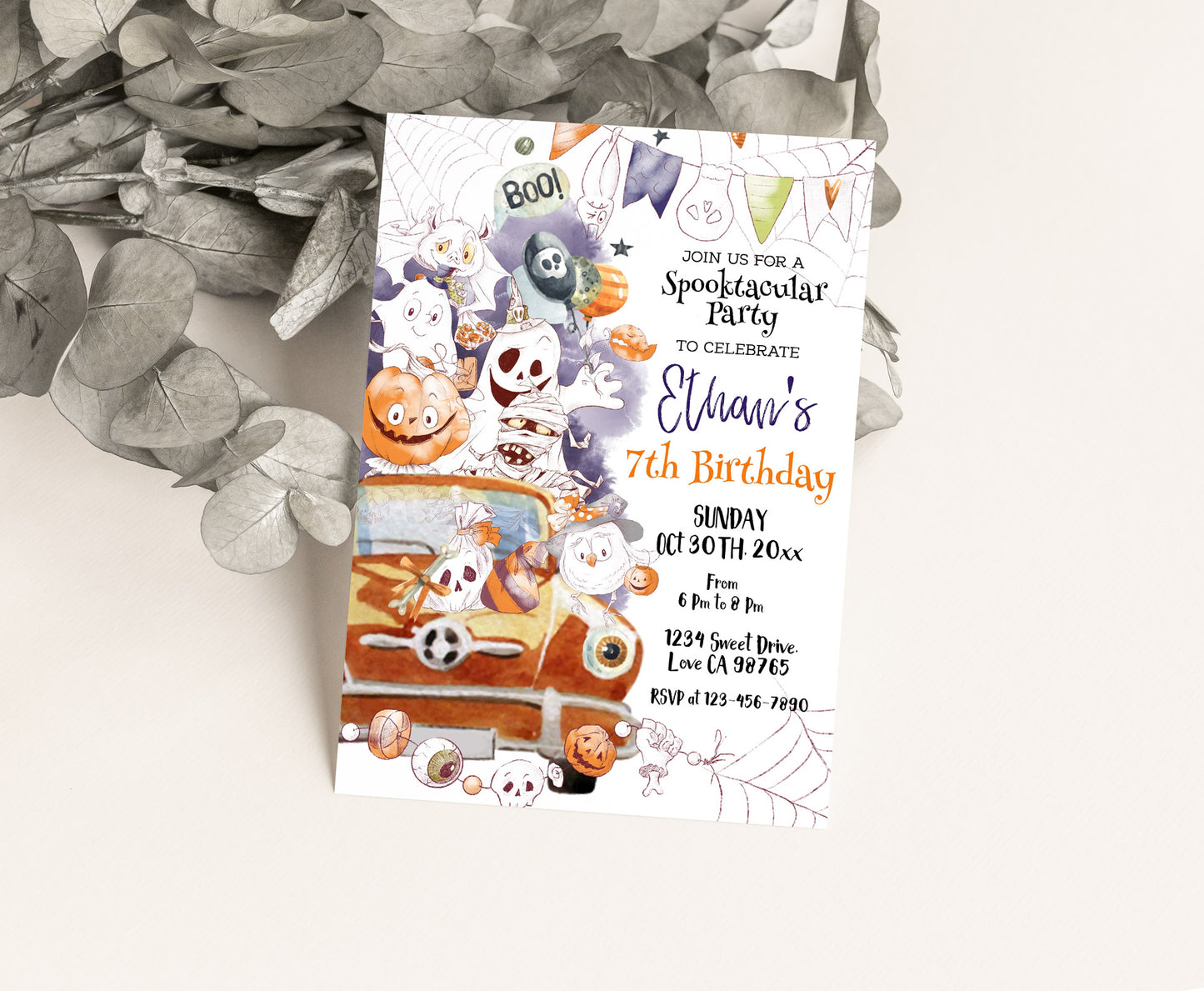 Editable Halloween Birthday Invitation | Kids Halloween Party Invite - 115A