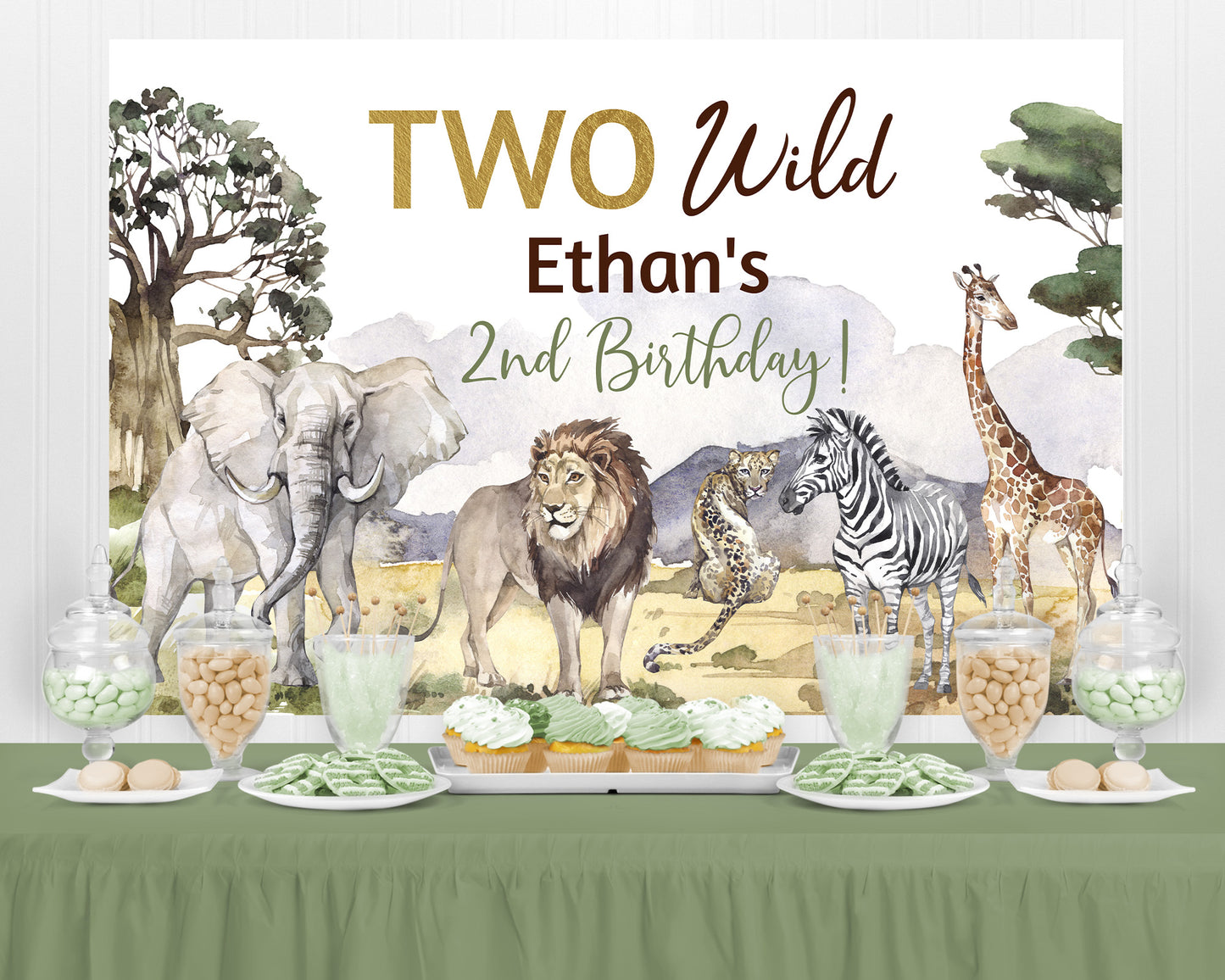 Editable Safari Second Birthday Backdrop Banner | Safari Party Sign - 35I