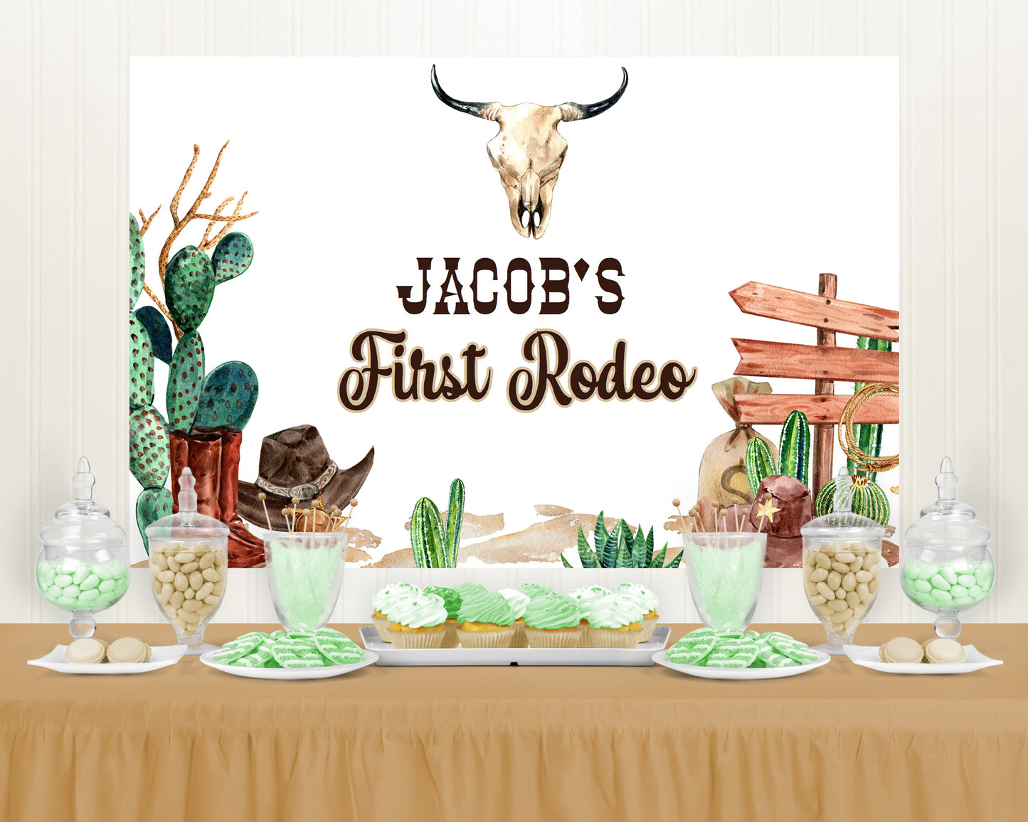 Editable Rodeo birthday Backdrop | Cowboy Birthday Party Sign - 34A