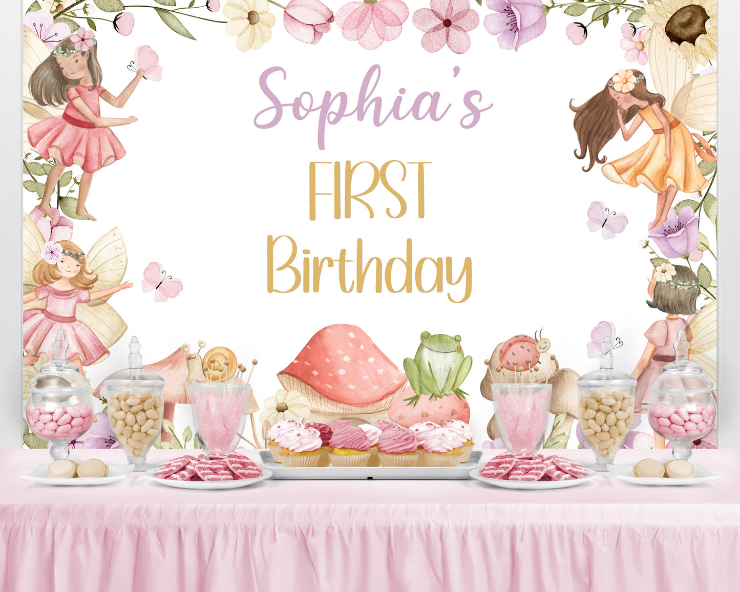 Editable Fairy Backdrop | Fairy Birthday Party Sign - 10A