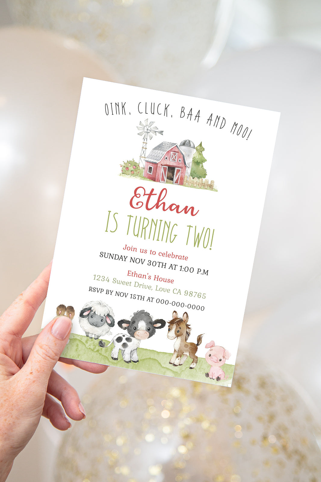 Farm Birthday Invitation | Editable Barnyard Bash Invite Boy - 11C1