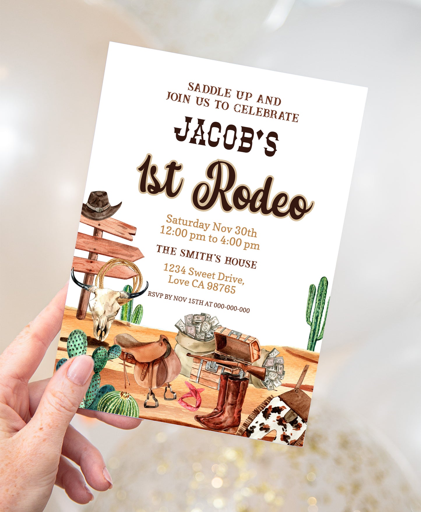 First rodeo EDITABLE Birthday Invitation | Cow boy birthday party - 34A