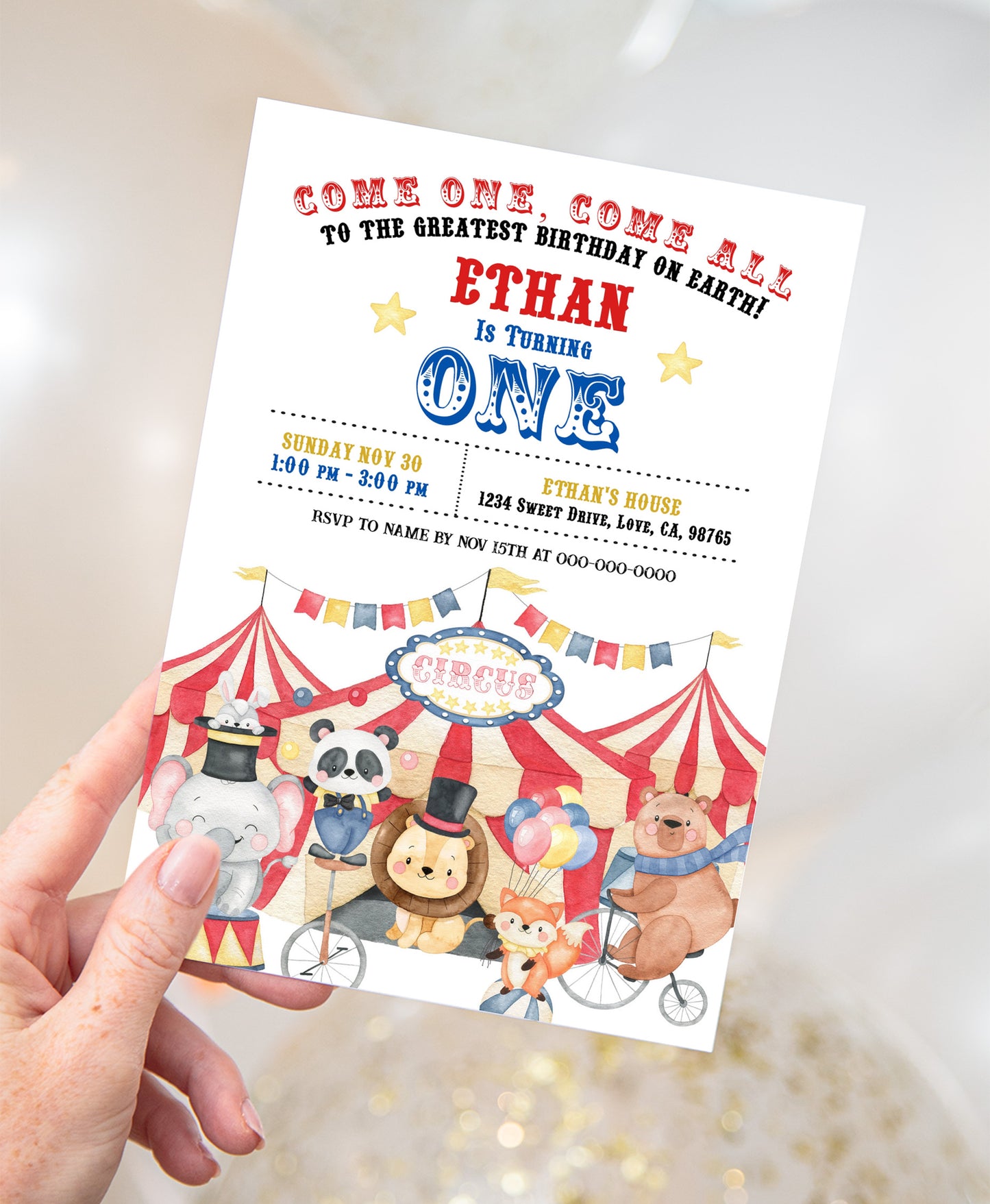 Circus Birthday Invitation | Editable Carnival Party Invite - 06A