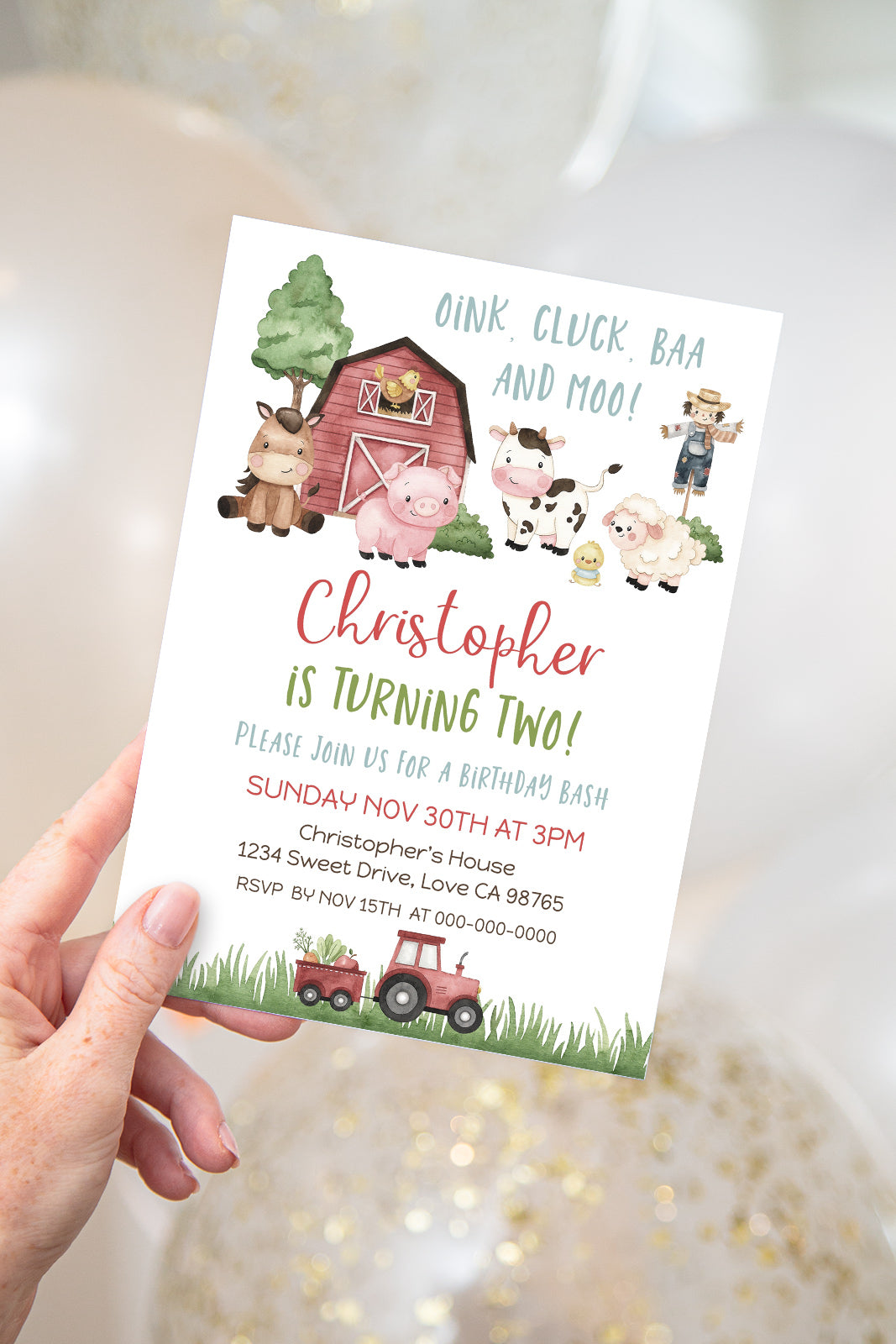 Barnyard Bash Party Invitation | Editable Farm Birthday Invite - 11A