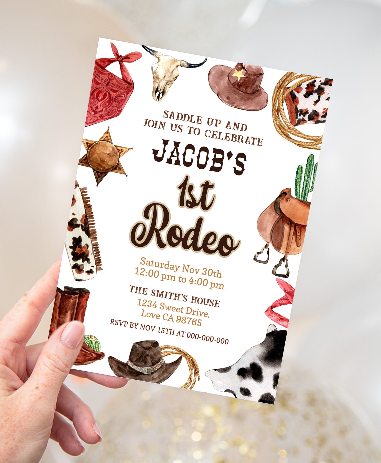 First rodeo EDITABLE Birthday Invitation | Cow boy birthday party - 34A