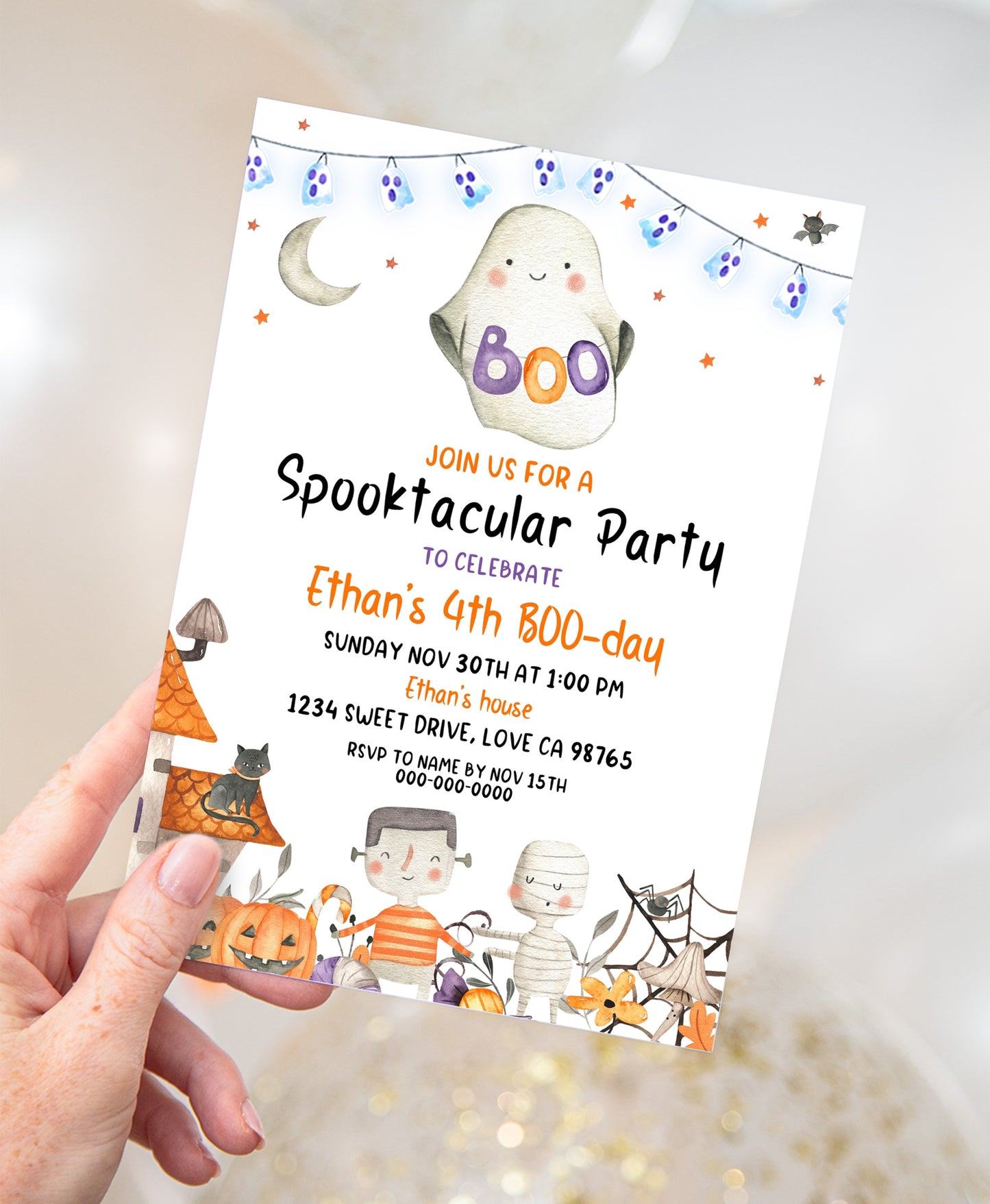 Ghost Birthday Invitation | Editable Halloween Party Invite - 115L