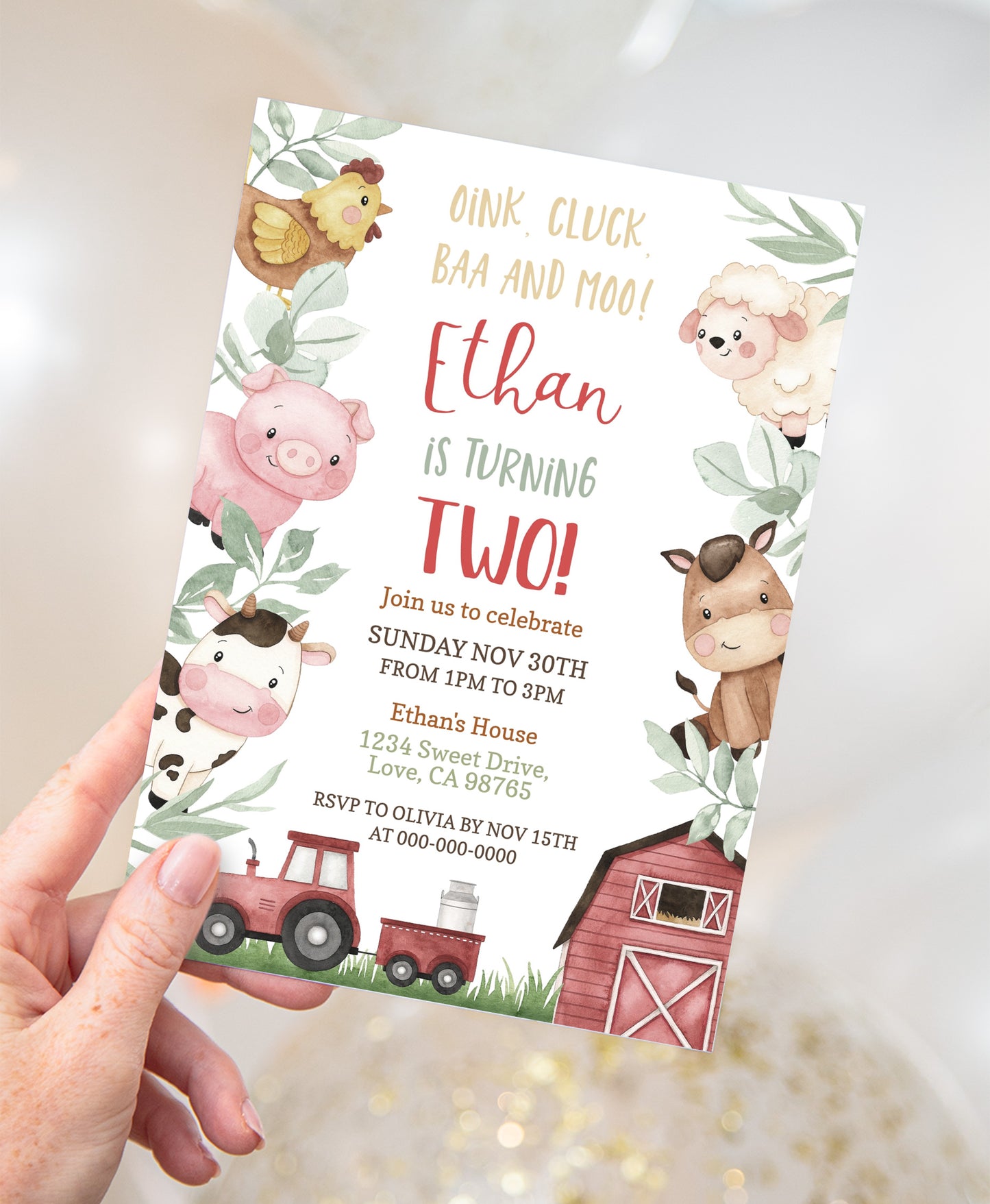 Farm Birthday Invitation | Editable Barnyard Party Invite - 11A