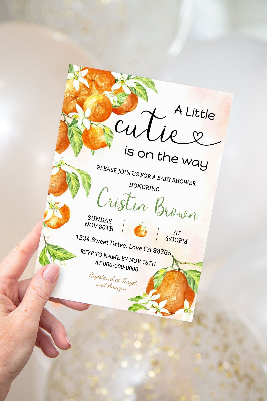 A little Cutie Baby Shower Invitations | Clementine Orange Baby Shower Invite - 88A