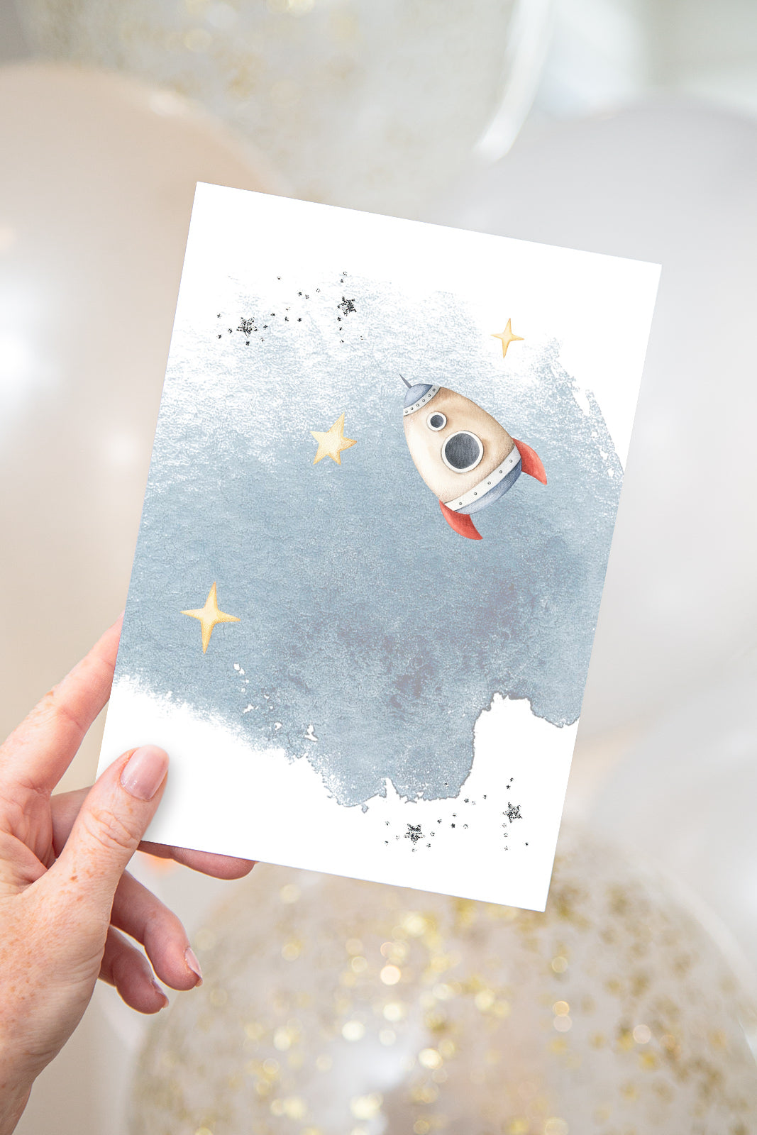 Outer Space First Birthday Invitation | Galaxy Birthday Party Invite - 39B