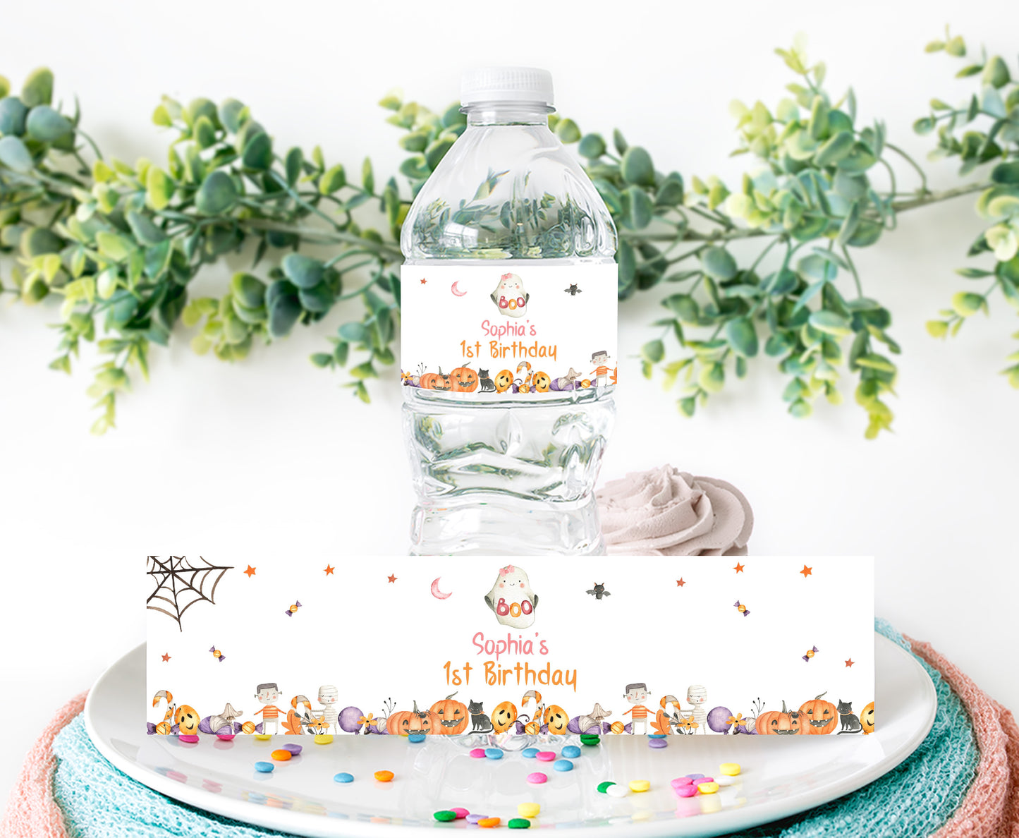 Editable Girl Ghost Water Label | Halloween Party Printables - 115L