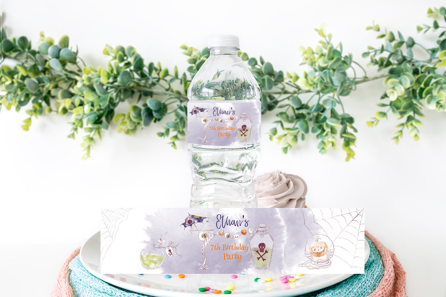 Editable Halloween Birthday Party Water Label | Halloween Party Theme- 115A