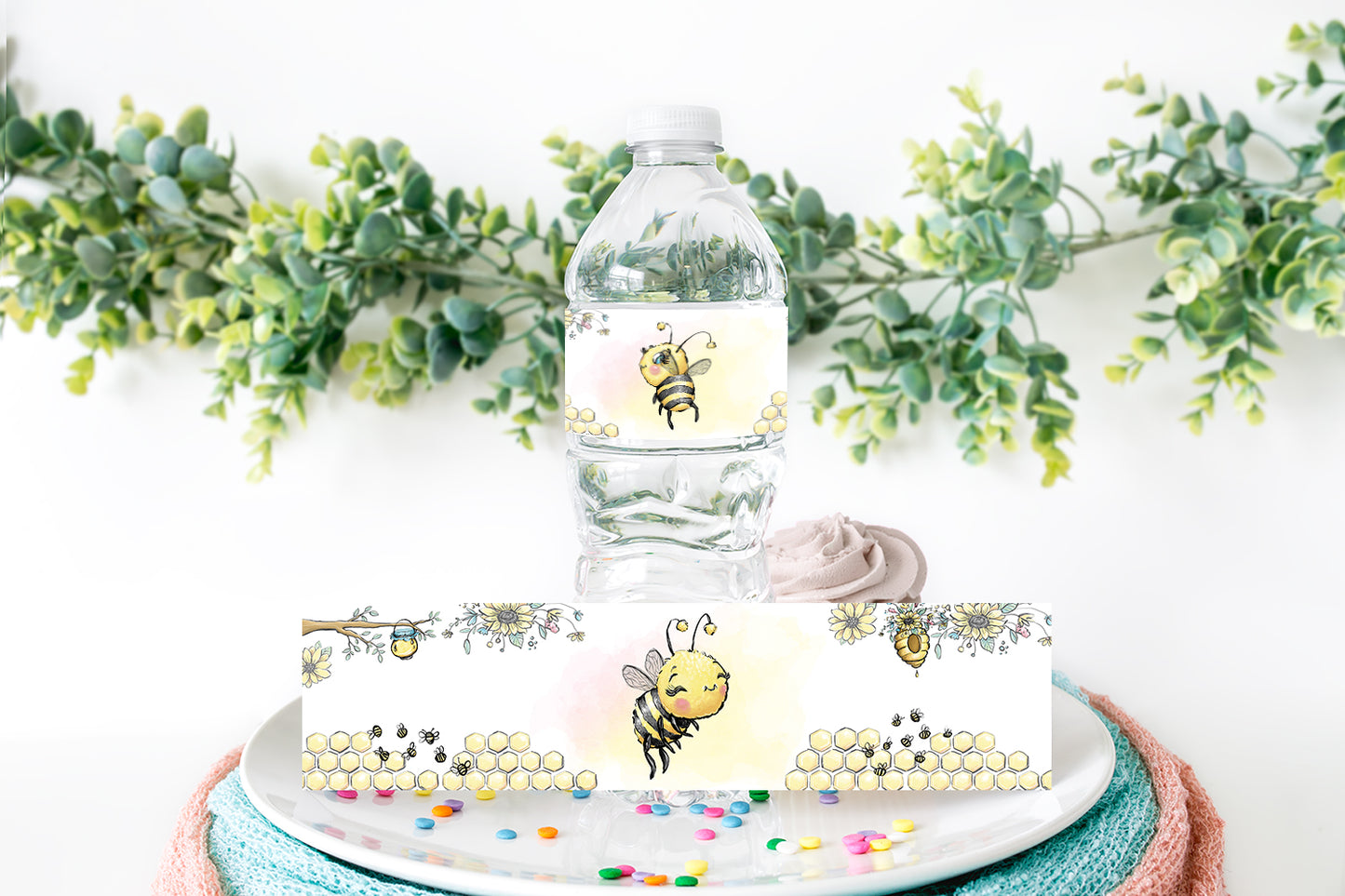 Bee Water Bottle Labels | Bee Themed Party Decorations - 61A