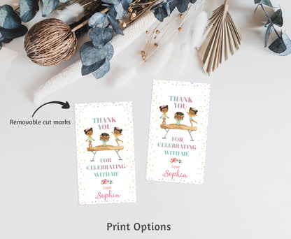 Editable Rainbow Gymnastics Thank You Tags | Girl Gymnastic Birthday Party Favor Tags - 99A