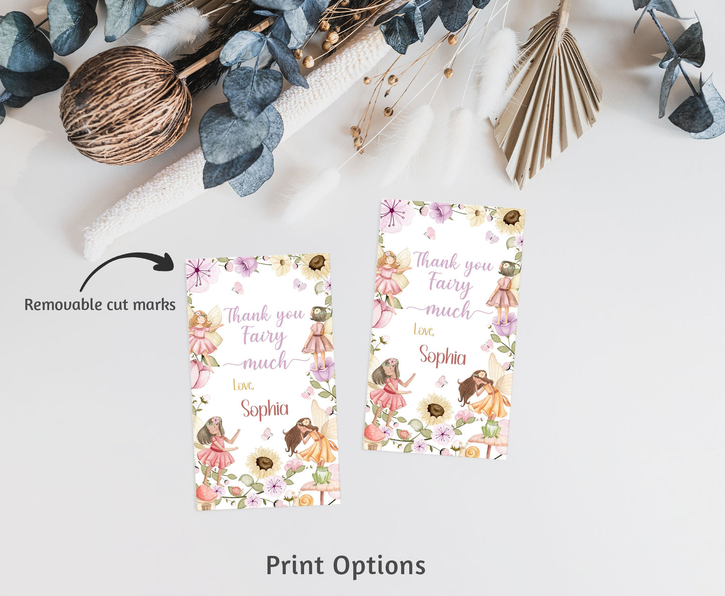 Editable Fairy Thank You Tags | Fairy Garden Party Favor Tags - 10A