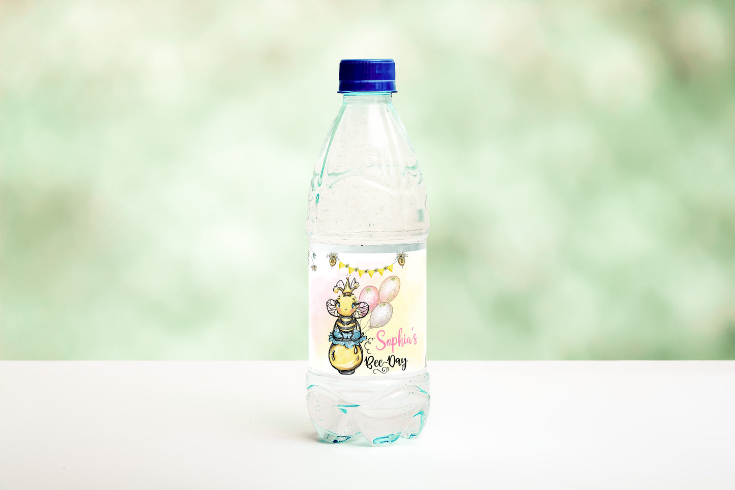 Editable BEE Birthday Water Bottler Labels | Girl Bee-Day Party Decorations - 61A