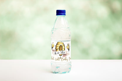 Bee Water Bottle Labels | What Will Baby Bee Gender Reveal Decorations - 61A