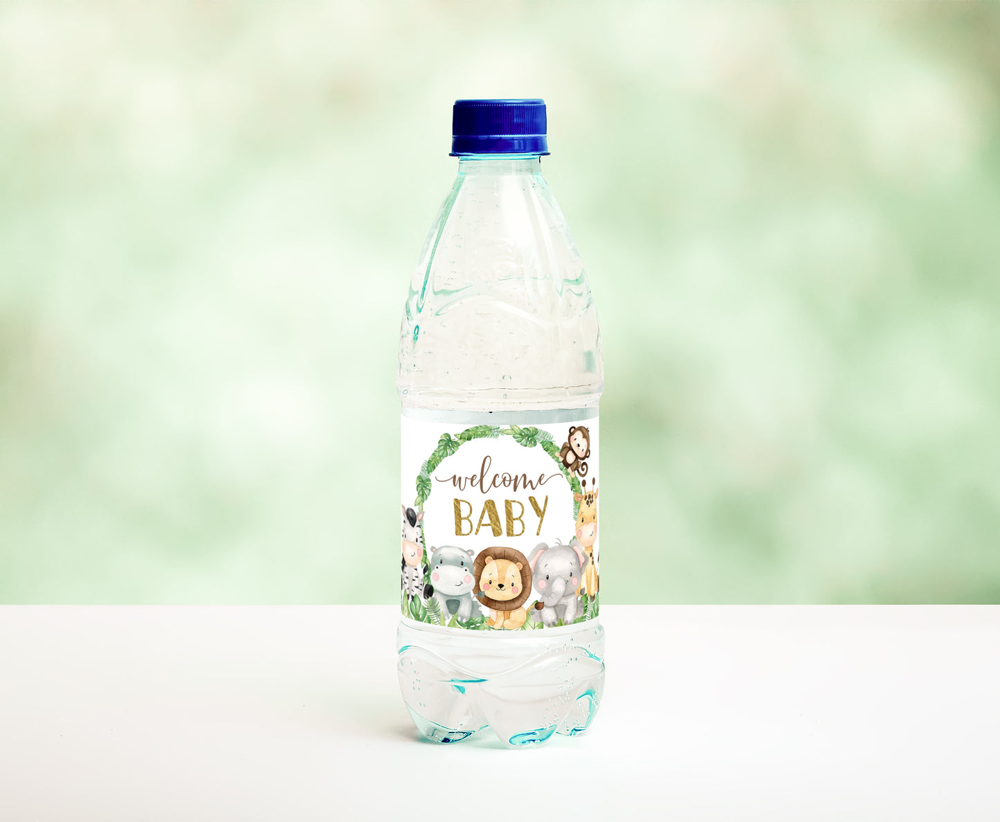 Welcome Baby Water Bottle Labels | Safari Boy Baby Shower Decorations - 35E