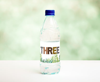Three Safari Water Bottle Labels Animal Print | Jungle 3rd Birthday Party Decorations - 35H