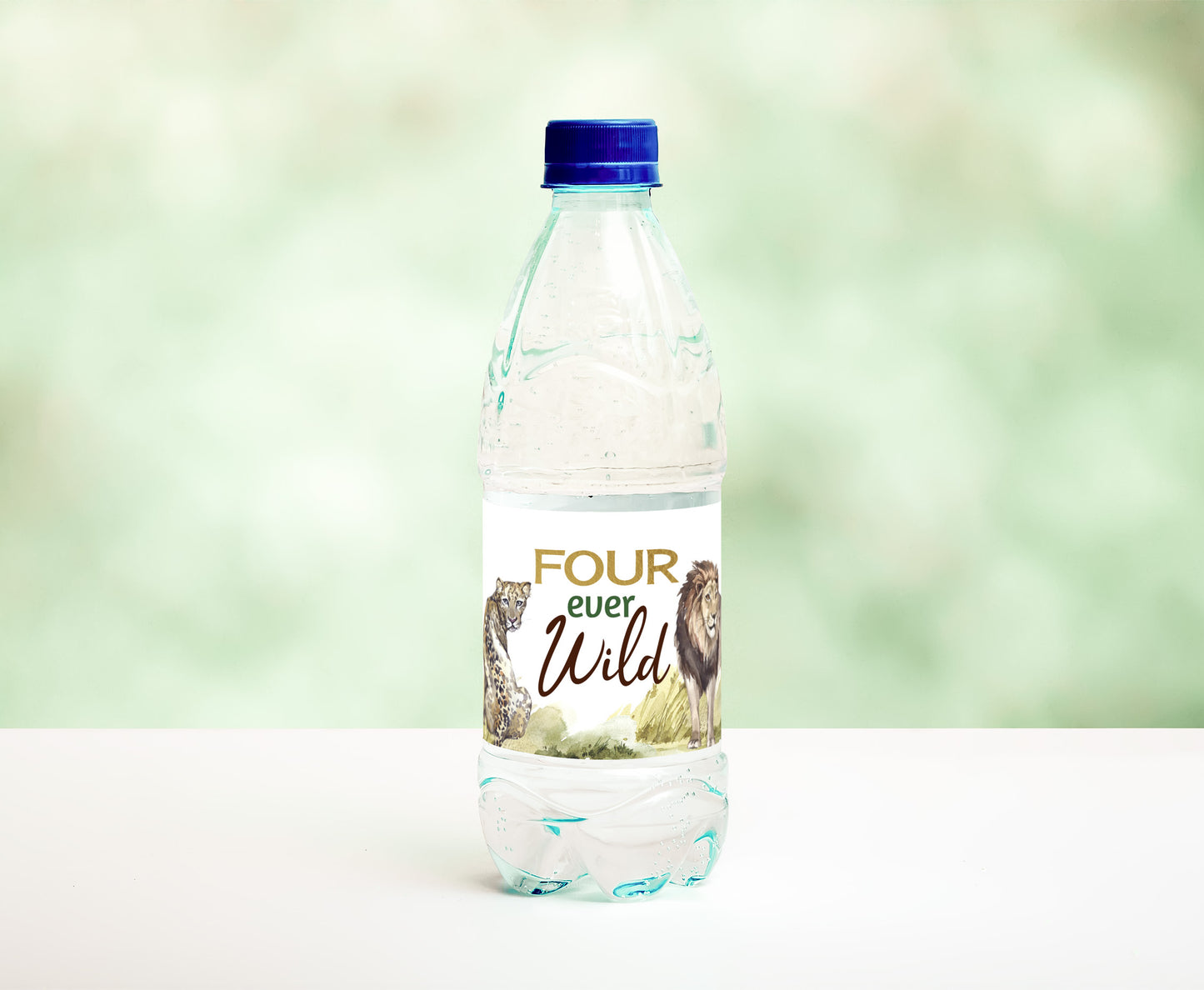 Four ever wild Safari Water Bottle Labels | Safari 4th Birthday Party Decorations - 35I