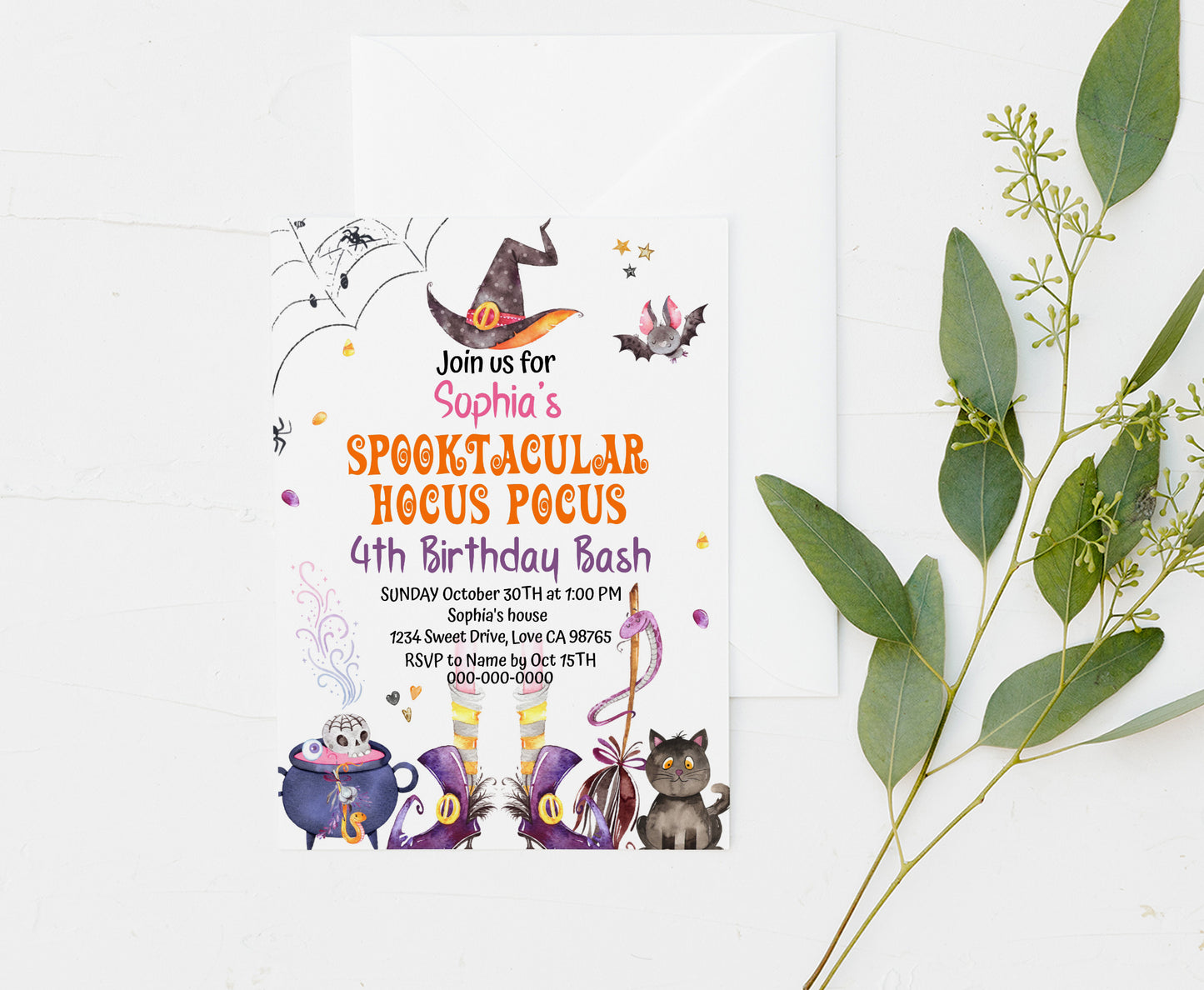 Witch Party Invitation | Editable Halloween Birthday Invite - 115N